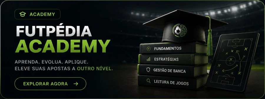 FutPédia Academy — aprenda, evolua, aplique. Eleve suas apostas a outro nível. Explorar agora.