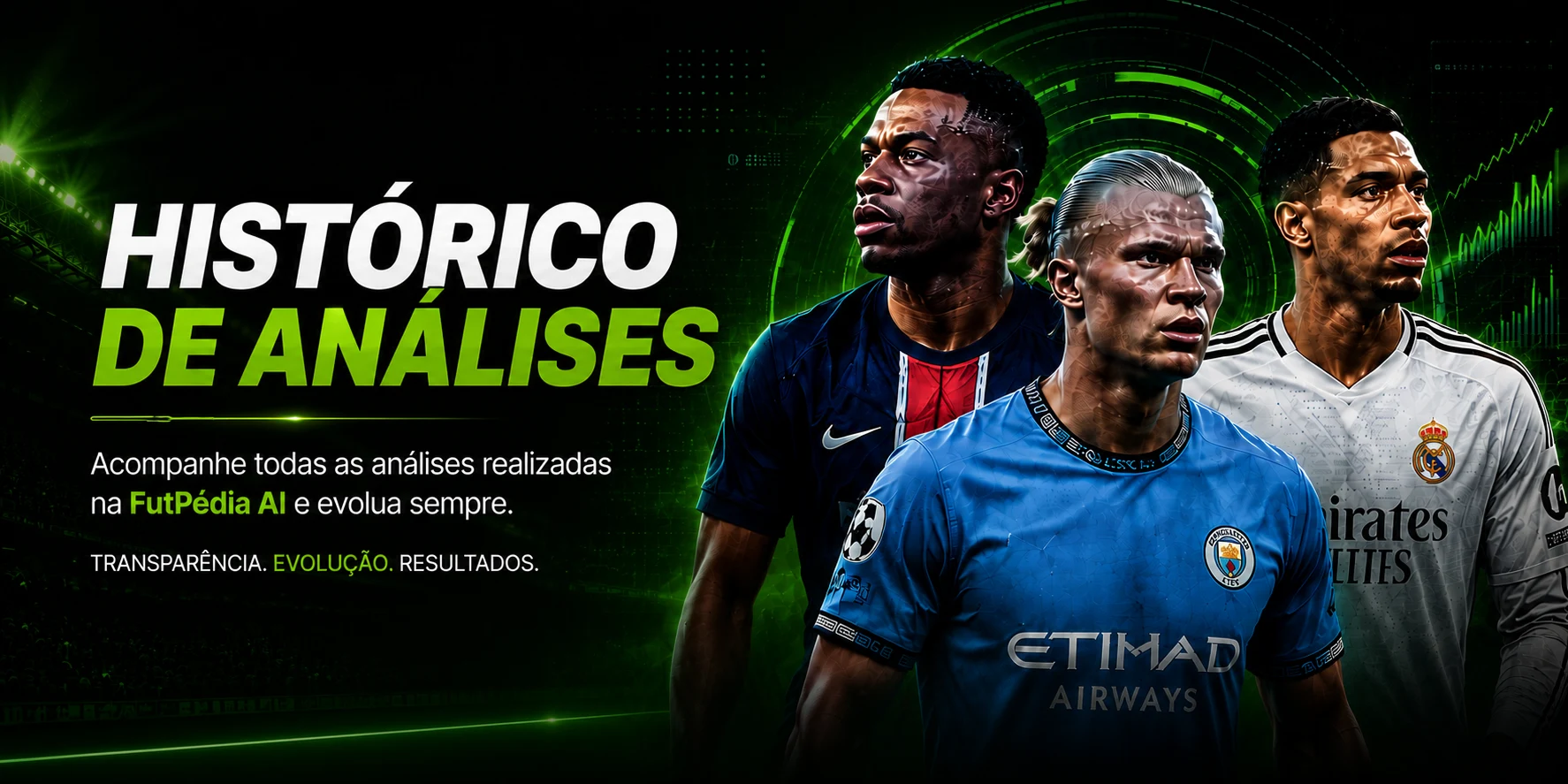 Histórico de análises — acompanhe todas as análises realizadas na FutPédia AI e evolua sempre. Transparência, evolução, resultados.